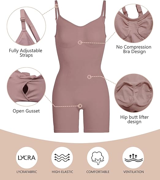 Women's Tummy Control Butt Lifter Mid Thigh Shapewear Bodysuit