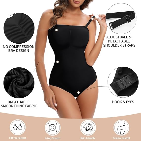 Women's Thong Strapless Sculpting Shapewear Bodysuit