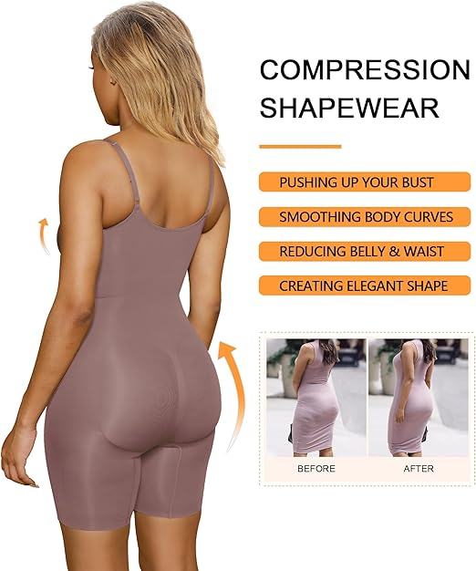 Women's Tummy Control Butt Lifter Mid Thigh Shapewear Bodysuit