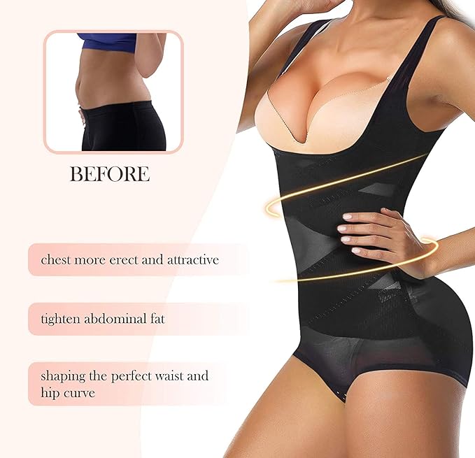 Women's Open Bust Waist Trainer Tummy Control Slimming Shapewear Bodysuit