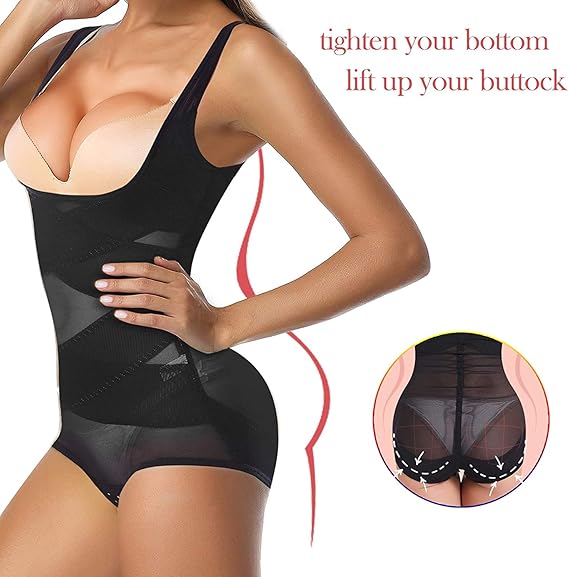 Women's Open Bust Waist Trainer Tummy Control Slimming Shapewear Bodysuit