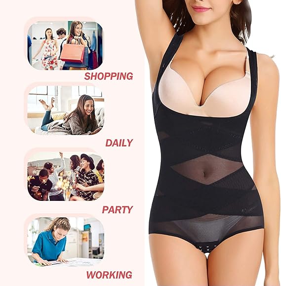 Women's Open Bust Waist Trainer Tummy Control Slimming Shapewear Bodysuit